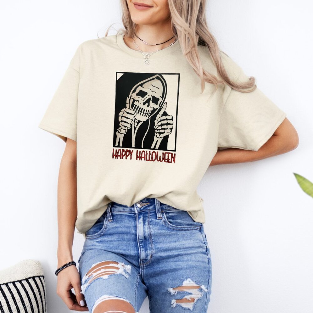 Halloween T shirt Pick Your Graphic Beige Halloween Graphic T-Shirt - Picture 1 of 4